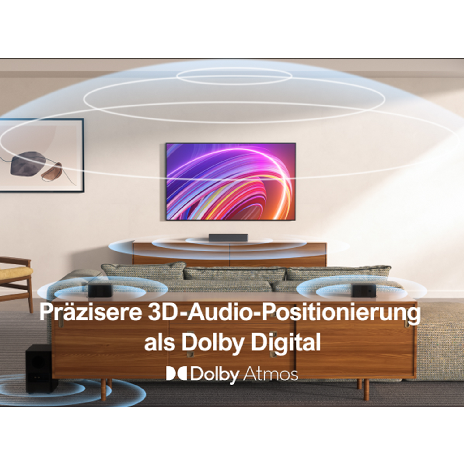 5.1 Bar, Poseidon Atmos Sound mit Subwoofer, D60 - Schwarz Soundbar ULTIMEA Dolby