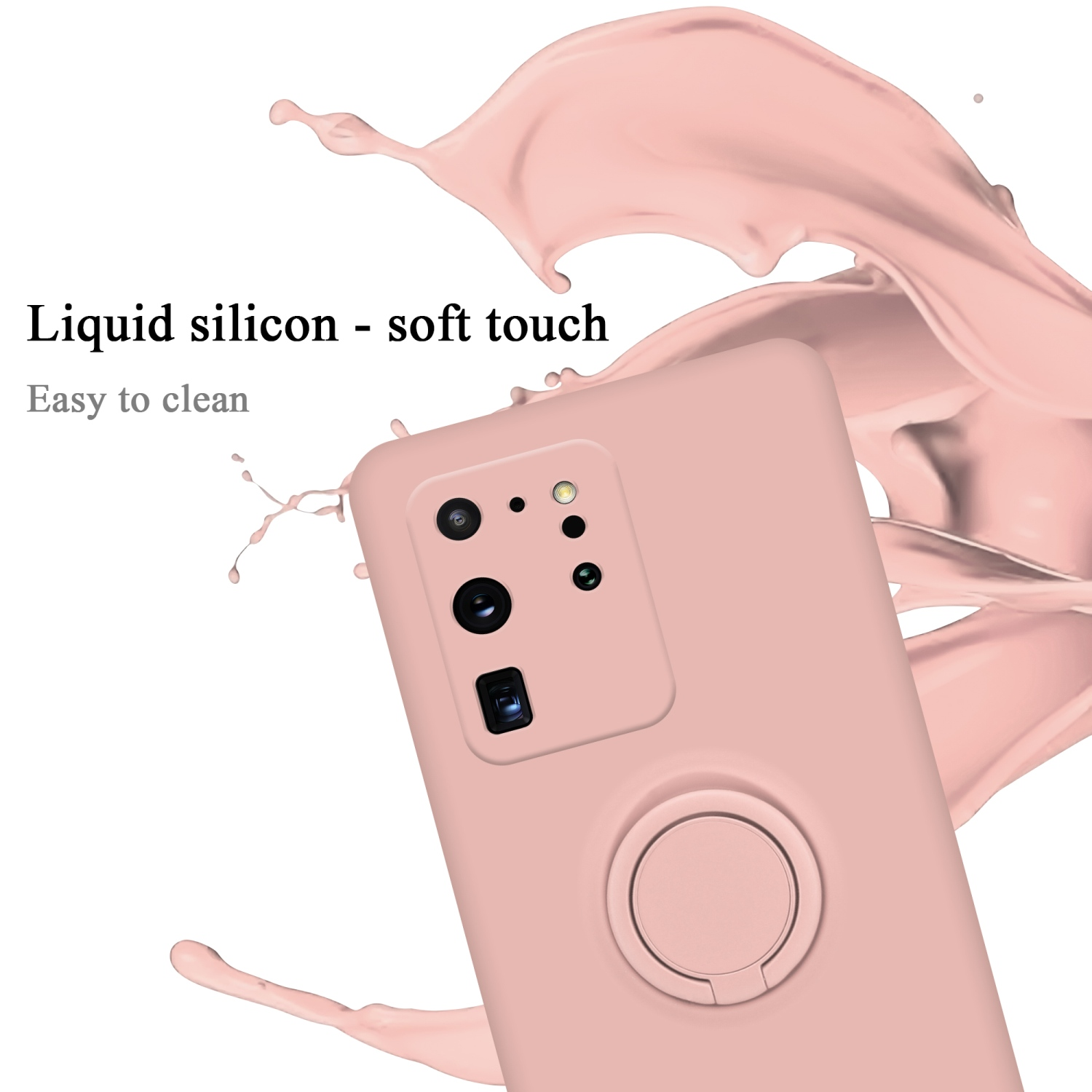 S20 Ring Backcover, LIQUID Hülle PINK CADORABO Galaxy Case Style, im Samsung, Liquid ULTRA, Silicone