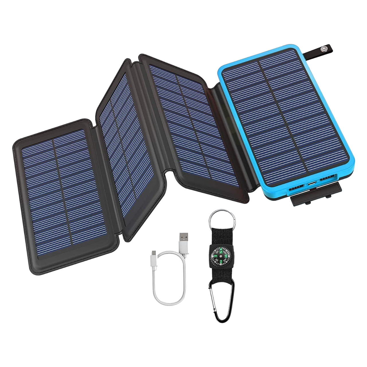 Solar 10000mAh BYTELIKE mit Powerbank für - Powerbank Outdoor-Abenteuer Zuverlässige Energie Taschenlampe 10000mAh Blau