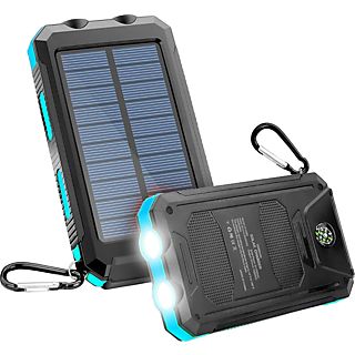 BYTELIKE Solar Powerbank Solar Ladegerät USB Externer Akku mit 2 Outputs Solar Powerbank Powerbank 20000mAh Blau