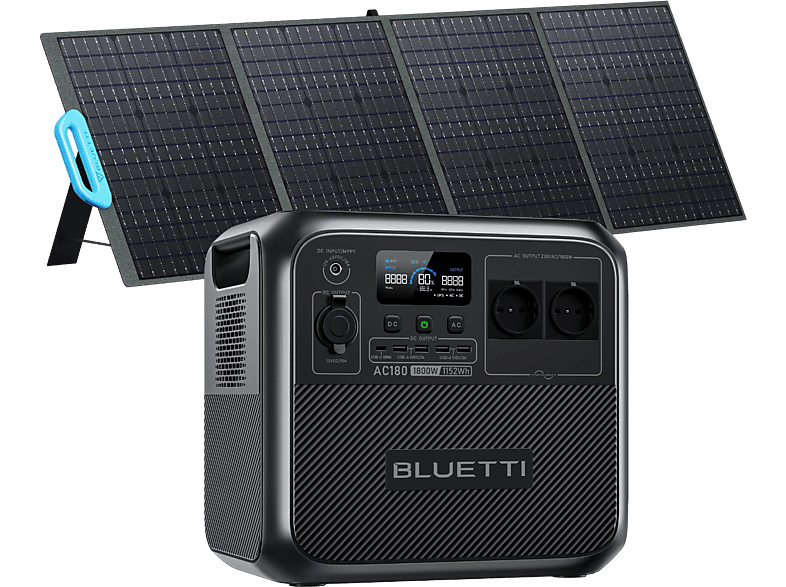 BLUETTI AC180 1800W LiFePO4 Solargenerator mit PV200 200W Solarpanel Powerstation