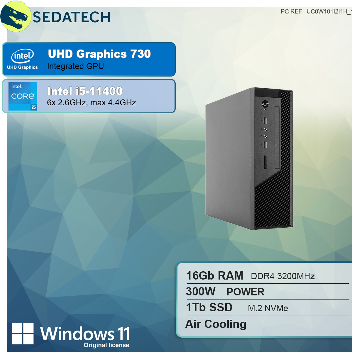 SSD, Intel® 16 Intel® 11 i5 PC-desktop SEDATECH UHD Intel Windows 1000 mehrsprachig, 730 RAM, GB Home GB mit i5-11400, Core™ Prozessor,