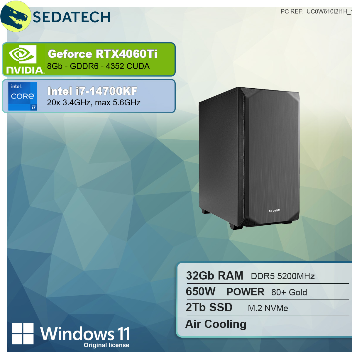 i7 i7-14700KF, Intel® RTX™ 32 GB Prozessor, GB 8 Core™ Windows RAM, 11 GB Intel 4060 mit PC-desktop SEDATECH 1000 GeForce Home Ti , SSD, mehrsprachig, NVIDIA