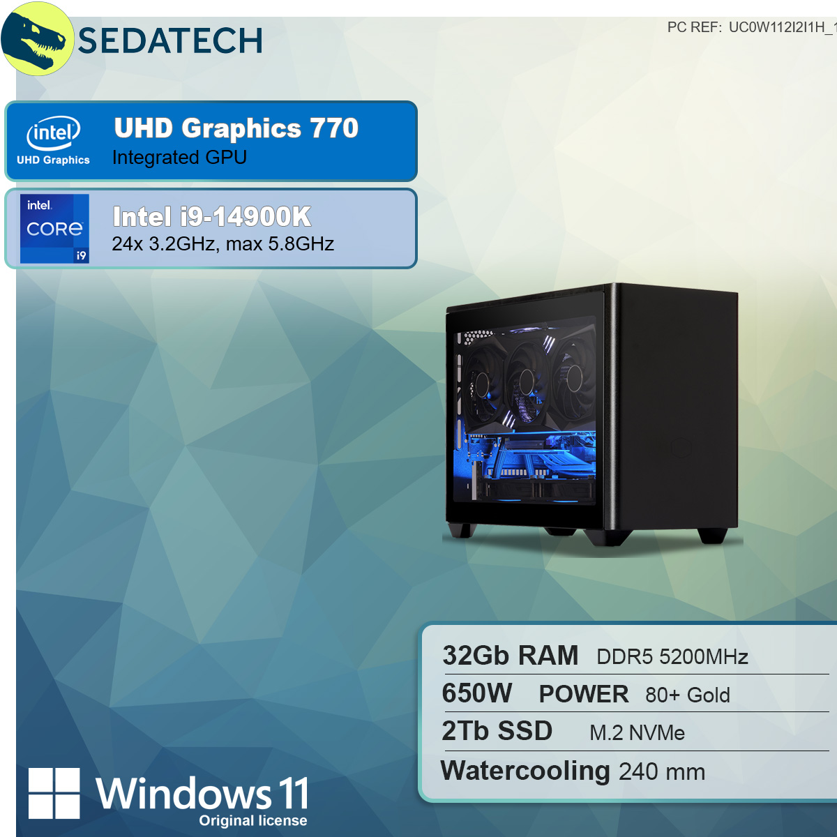 i9-14900K Intel® Intel 11 2000 Windows GB Core™ mit i9 Home SSD, Wasserkühlung, Intel® RAM, SEDATECH mehrsprachig, 32 770 Prozessor, mit PC-desktop UHD GB