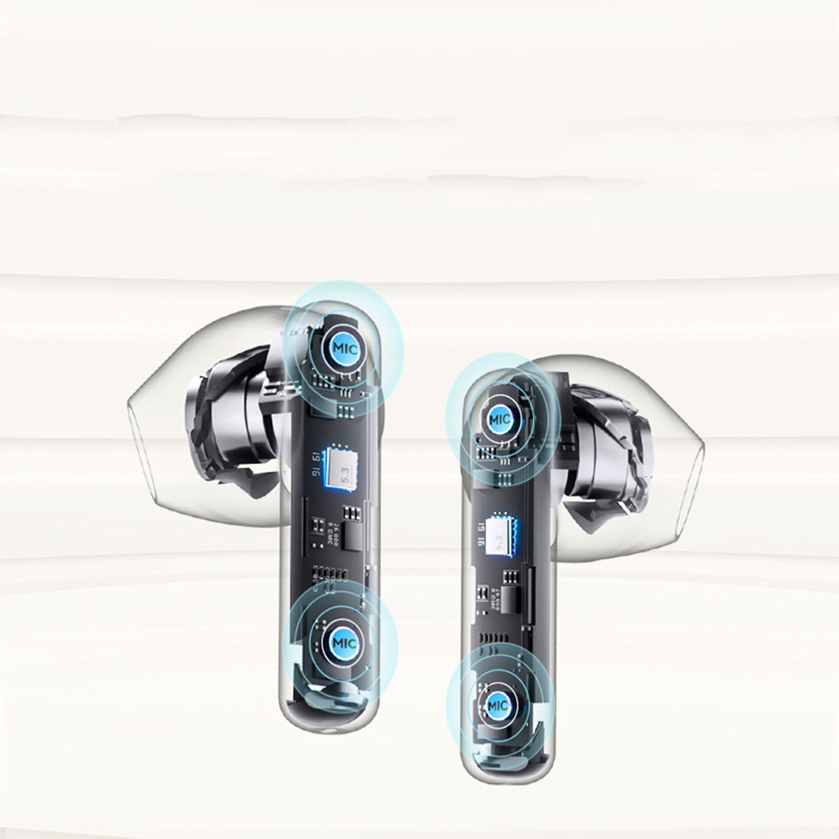 BRIGHTAKE ENC Wireless Bluetooth Bluetooth-Kopfhörer Akkulaufzeit, Weiß lange In-ear Headset: Hohe Klangqualität