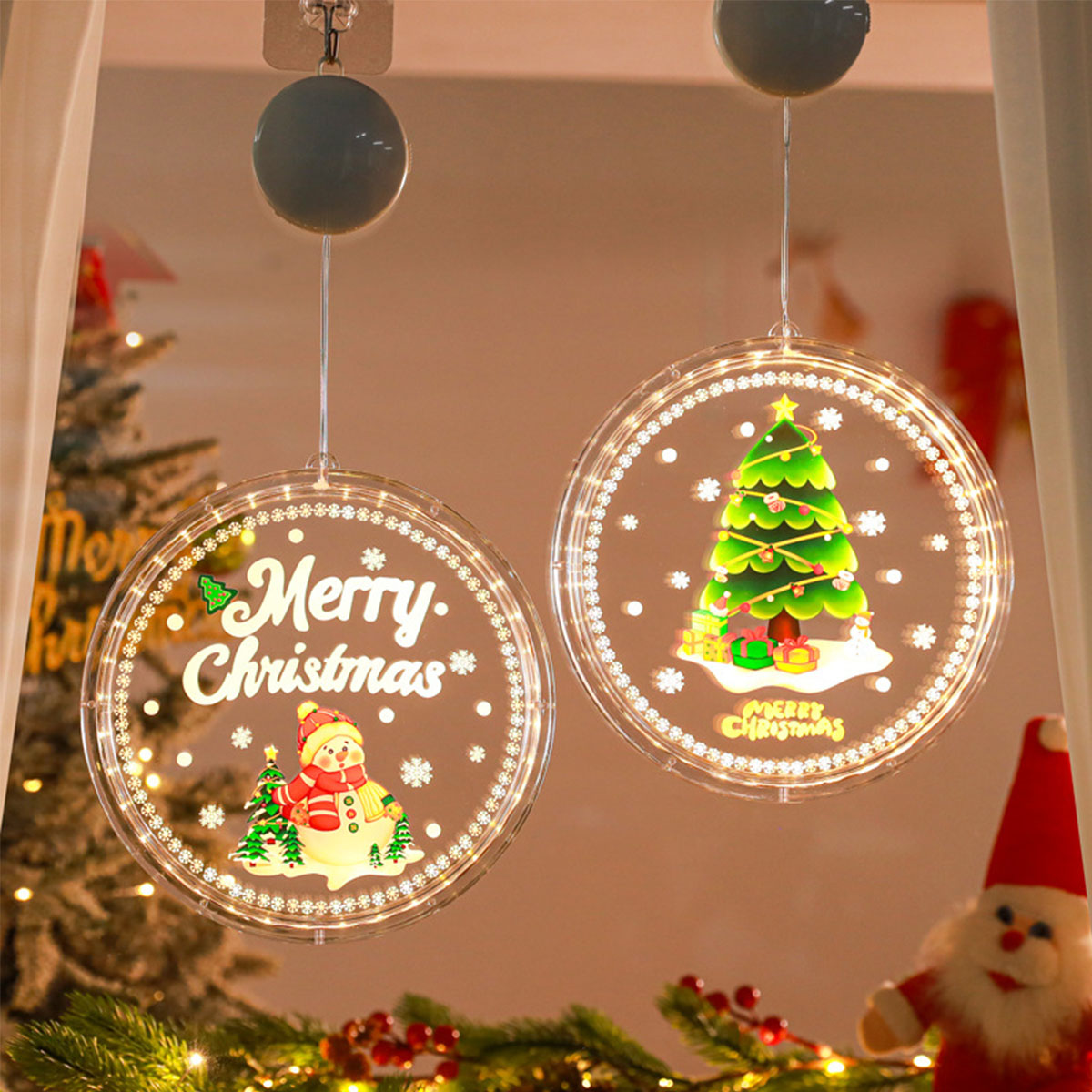 BRIGHTAKE Weihnachtsbeleuchtung Fensteraufkleber Feststimmung - Leuchttransparent Kreative und für Frieden
