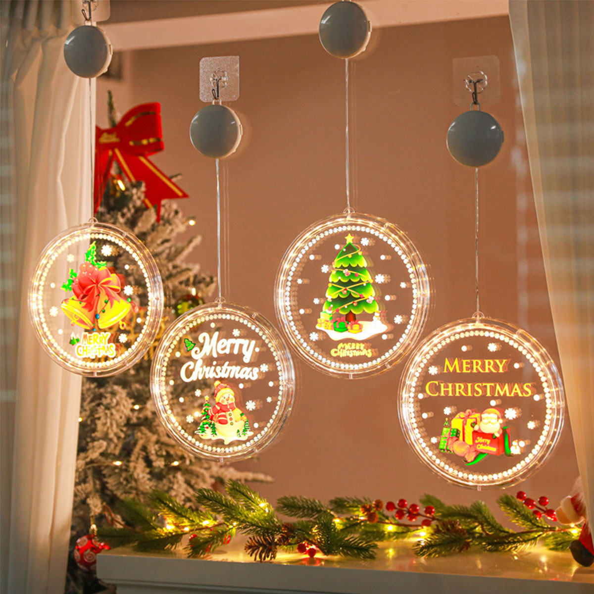 und BRIGHTAKE - Leuchttransparent für Feststimmung Fensteraufkleber Weihnachtsbeleuchtung Frieden Kreative