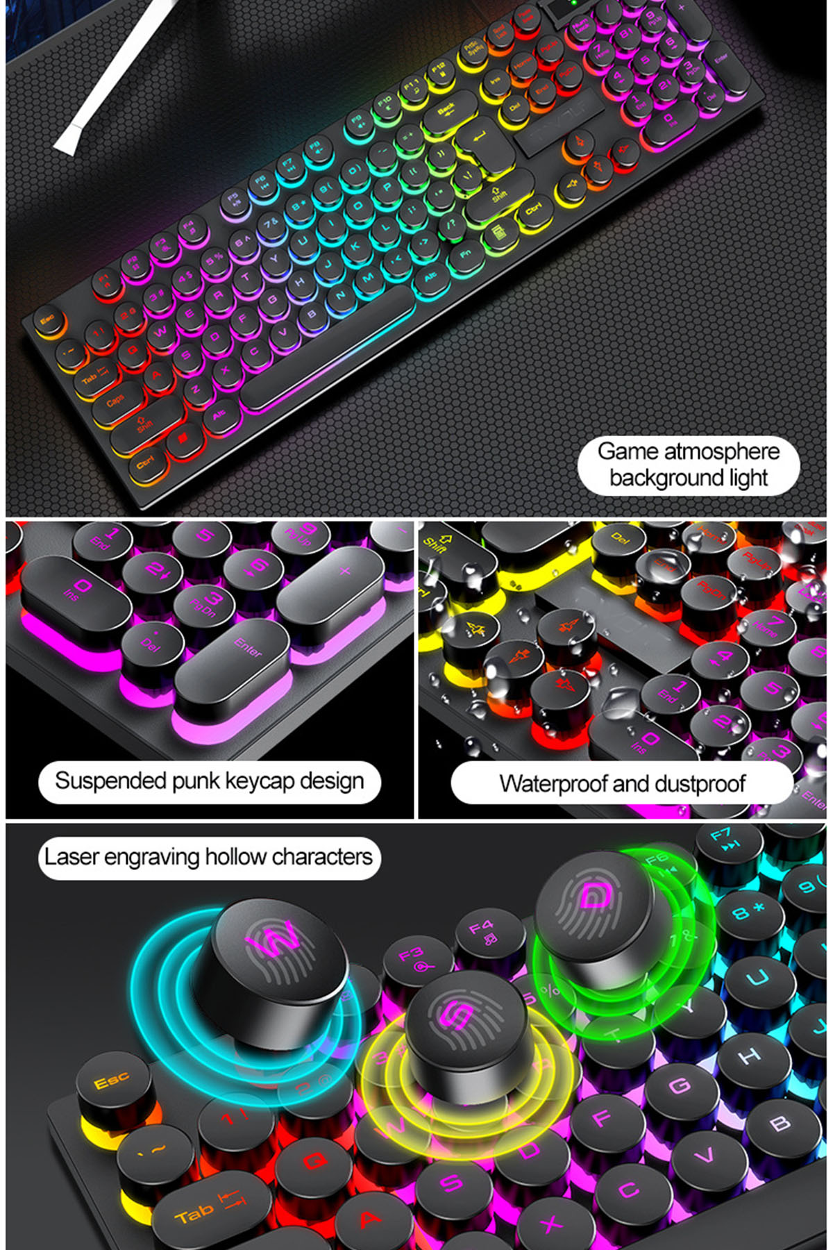 Tastatur Retro Punk Präzision Tastatur Gaming - BRIGHTAKE Stil in Einem, und