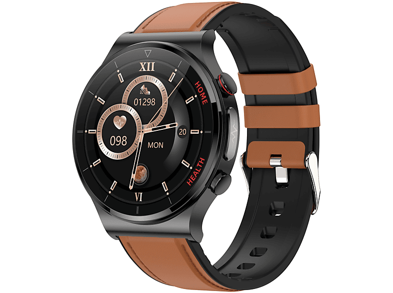 im BRIGHTAKE Braun Leder, Blutzucker- Smartwatch und Gesundheit mit Blick Smartwatch tpu, EKG-Messung: