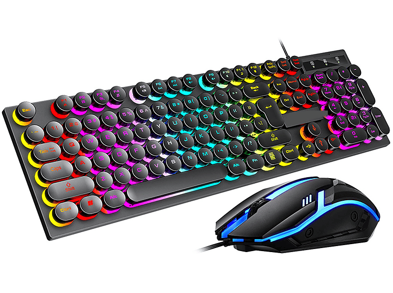 Stilvoll Gaming Leistungsstark, Retro Maus Tastatur BRIGHTAKE Set und Set, Schwarz - und & Tastatur Punk Maus