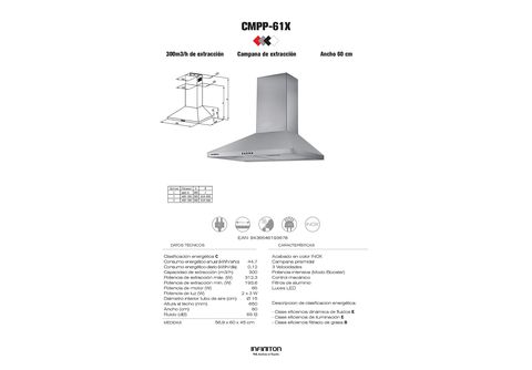 Campana pared Infiniton CMPP-61X piramidal 60cm