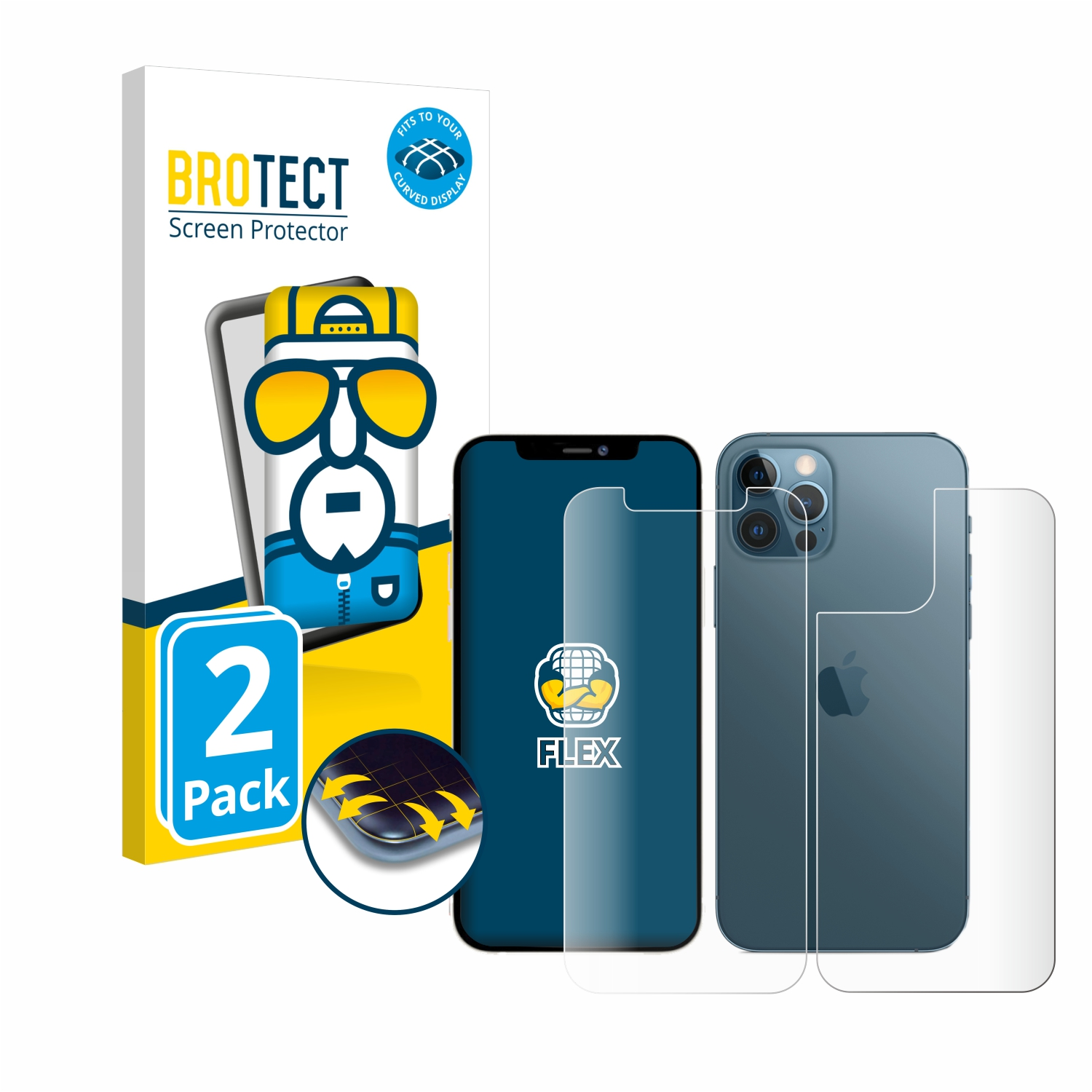 2x 3D Pro) Curved Flex 12 iPhone BROTECT Schutzfolie(für Apple Full-Cover