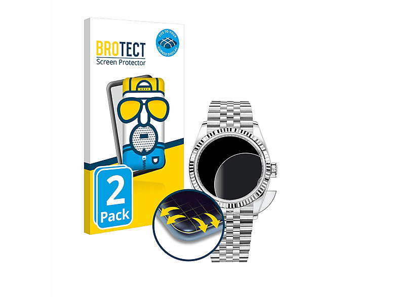 BROTECT 2x Flex matt Full-Cover 3D Curved Schutzfolie(für Rolex Datejust 36) | Smartwatch Schutzfolien & Gläser