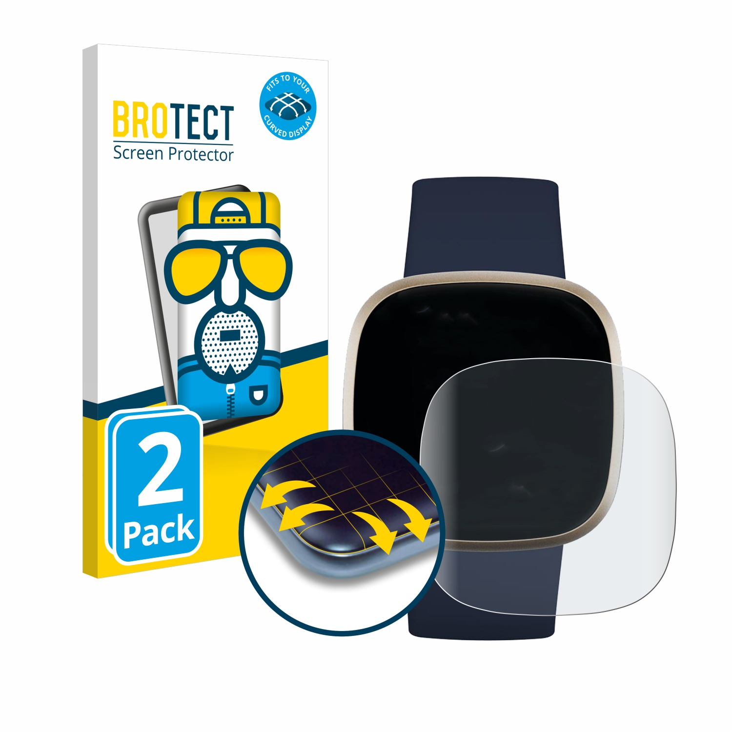 BROTECT 2x 3) matt Schutzfolie(für Curved Flex Versa Full-Cover Fitbit 3D