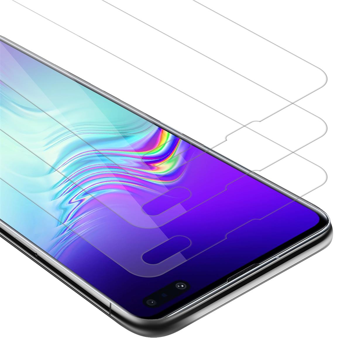 CADORABO 3x Schutzglas Samsung Schutzfolie(für Galaxy S10 Tempered Glas 5G)