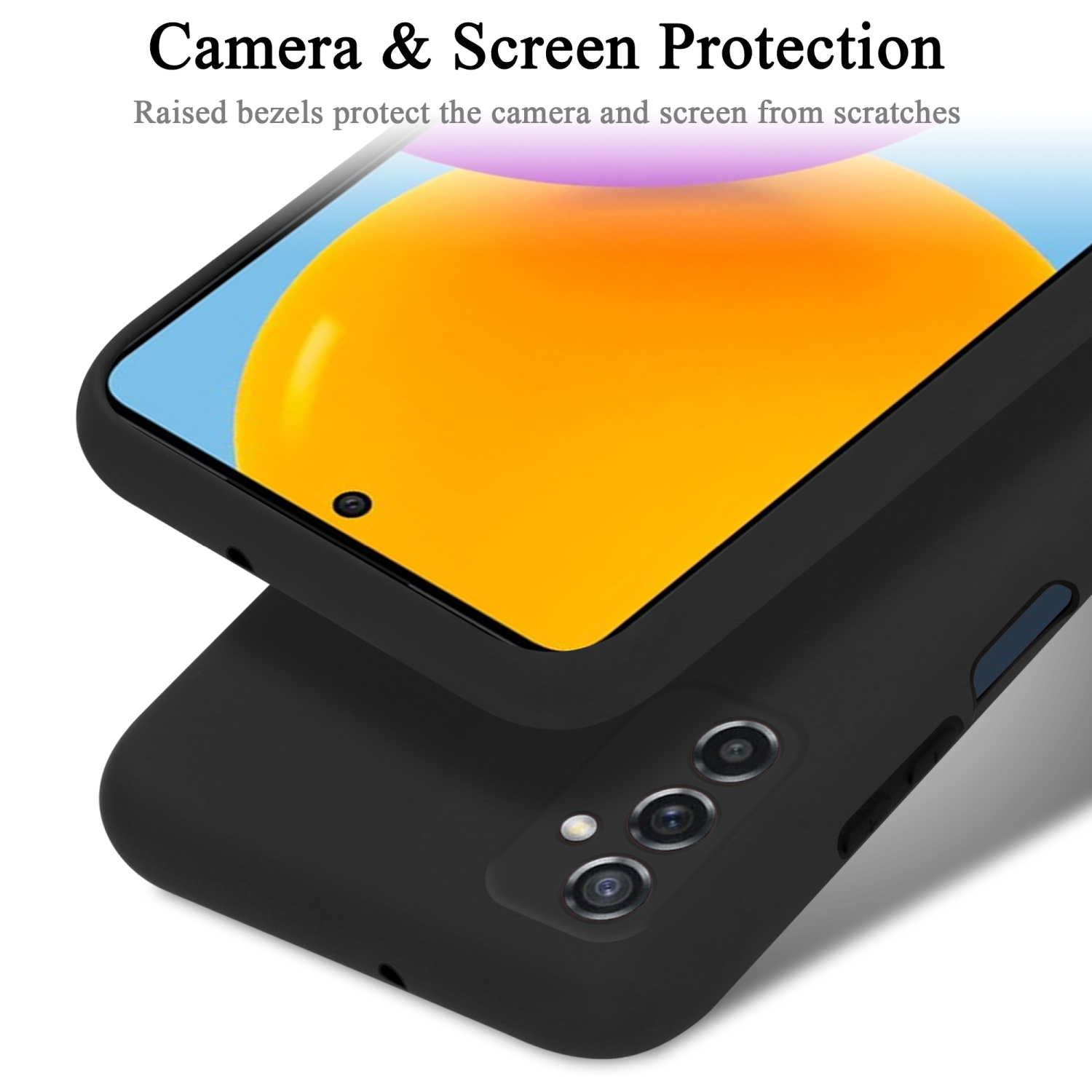 CADORABO Hülle im Liquid Silicone Backcover, SCHWARZ Samsung, Galaxy LIQUID M52 Case Style, 5G