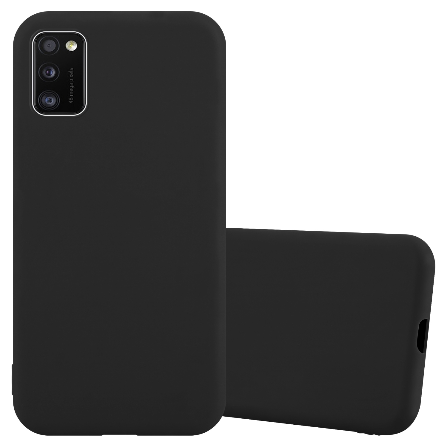 Schwarze Smartphone-Hülle. Die obere Hülle ist leicht abgesetzt und gibt die Kamera des Telefons frei.