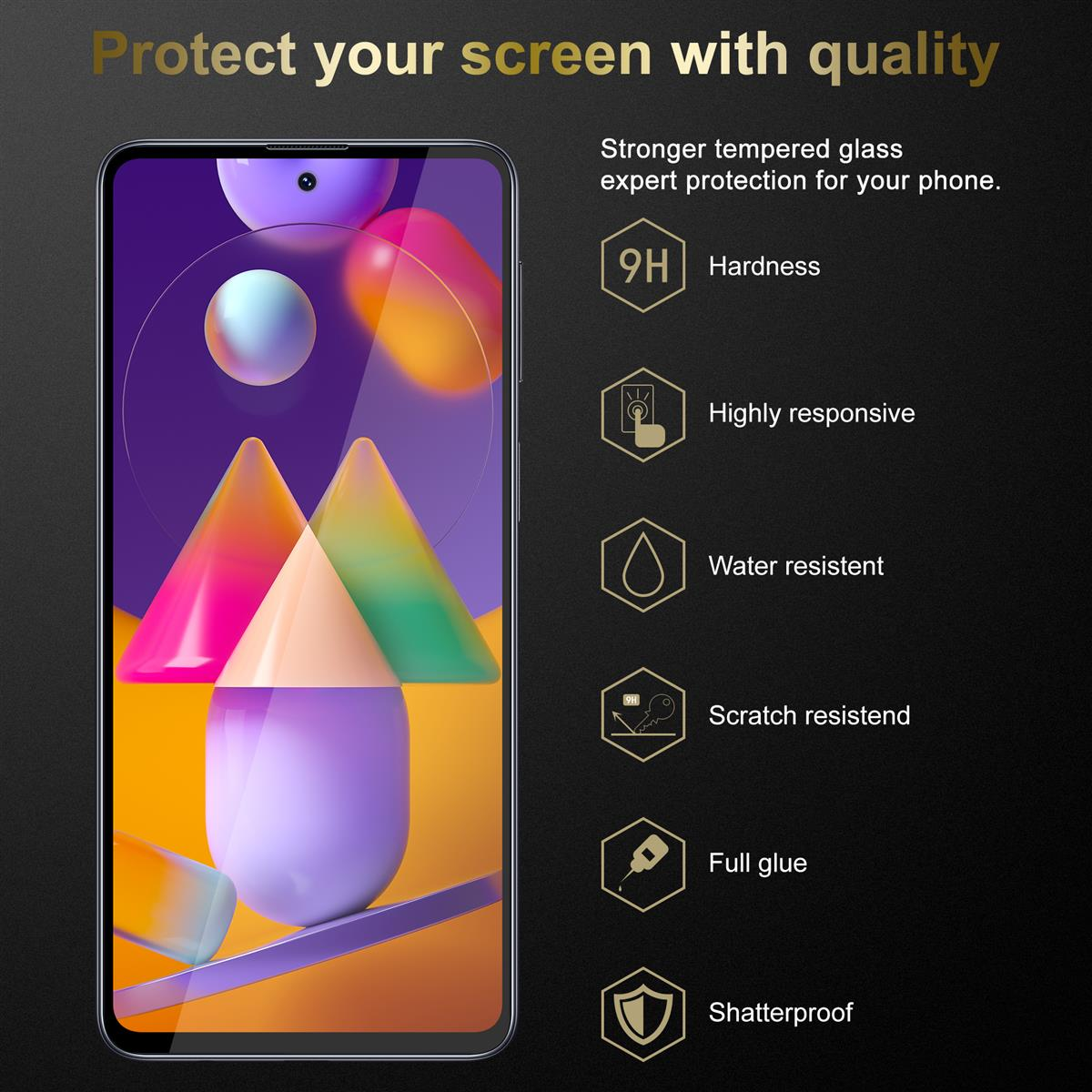 CADORABO Schutzglas voll kelebend Schutzfolie(für Galaxy M31s) Samsung