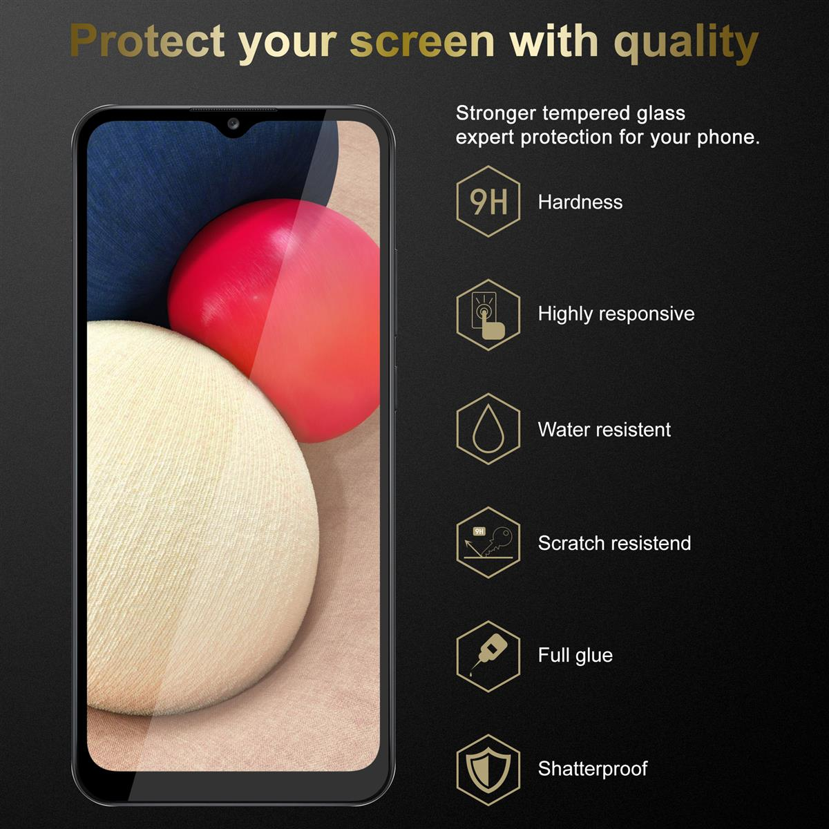 CADORABO 3x Vollbild Schutzglas Tempered Galaxy Samsung Schutzfolie(für A02s)
