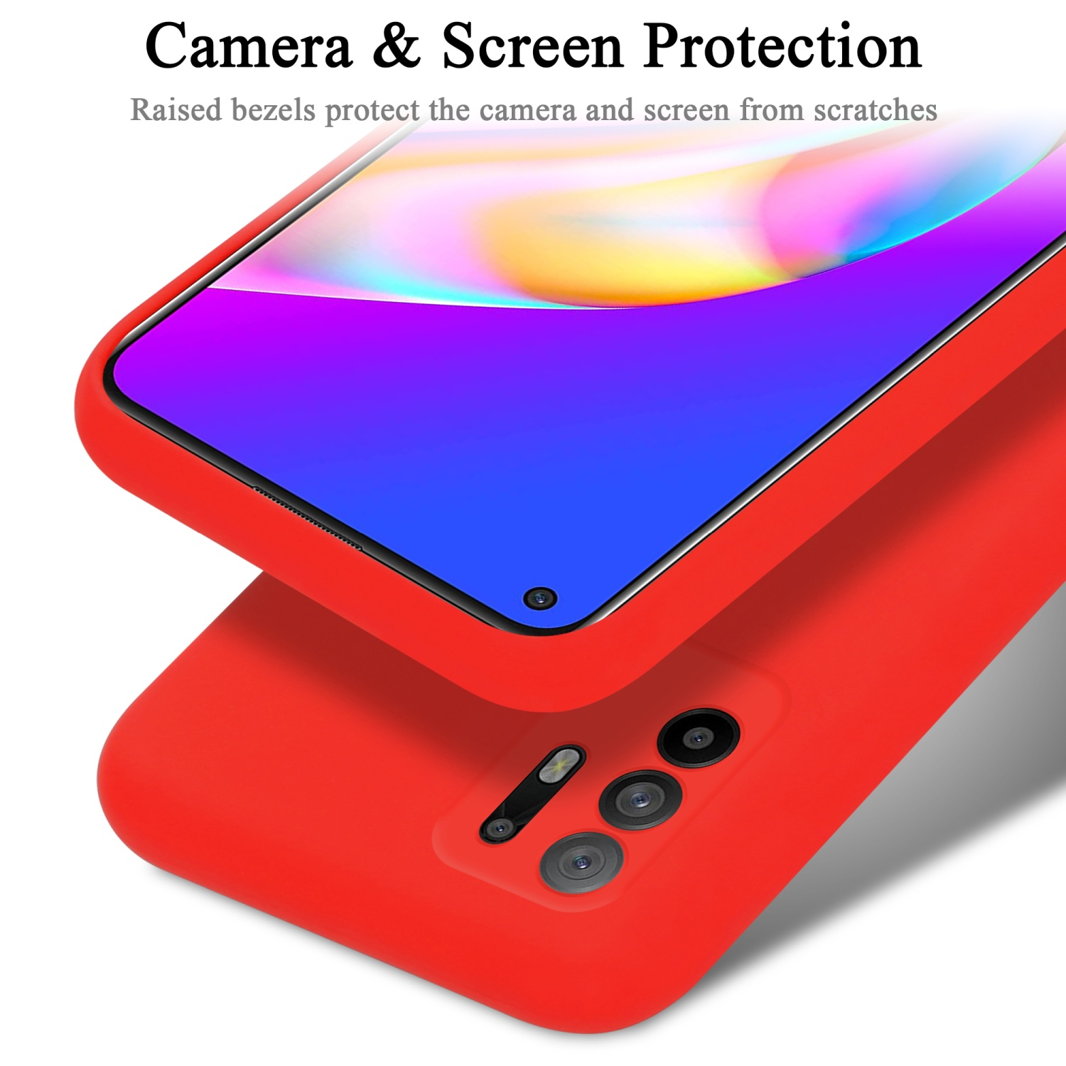 im Silicone Style, ROT Oppo, 5G, LIQUID Case A94 Hülle CADORABO Liquid Backcover,