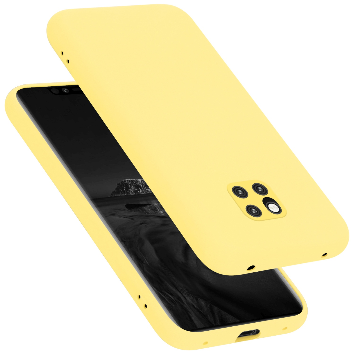 CADORABO Hülle im 20 LIQUID Case PRO, Style, Silicone Backcover, Liquid MATE GELB Huawei
