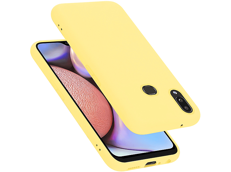 CADORABO Hülle im Liquid Silicone Case Style, Backcover, Samsung, Galaxy A10s / M01s, LIQUID GELB