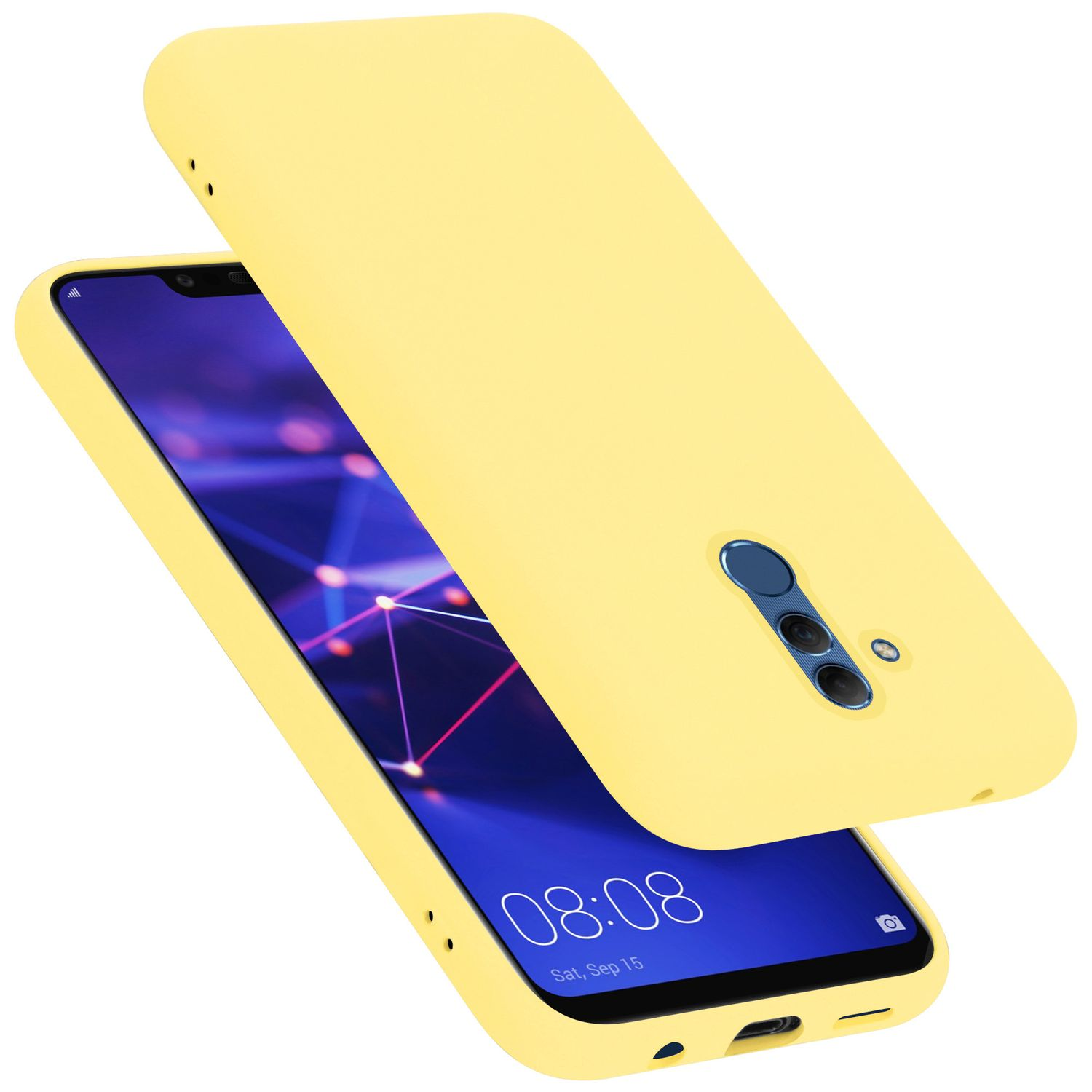 20 Liquid LIQUID GELB Backcover, Style, Huawei, MATE im Case Hülle CADORABO Silicone LITE,