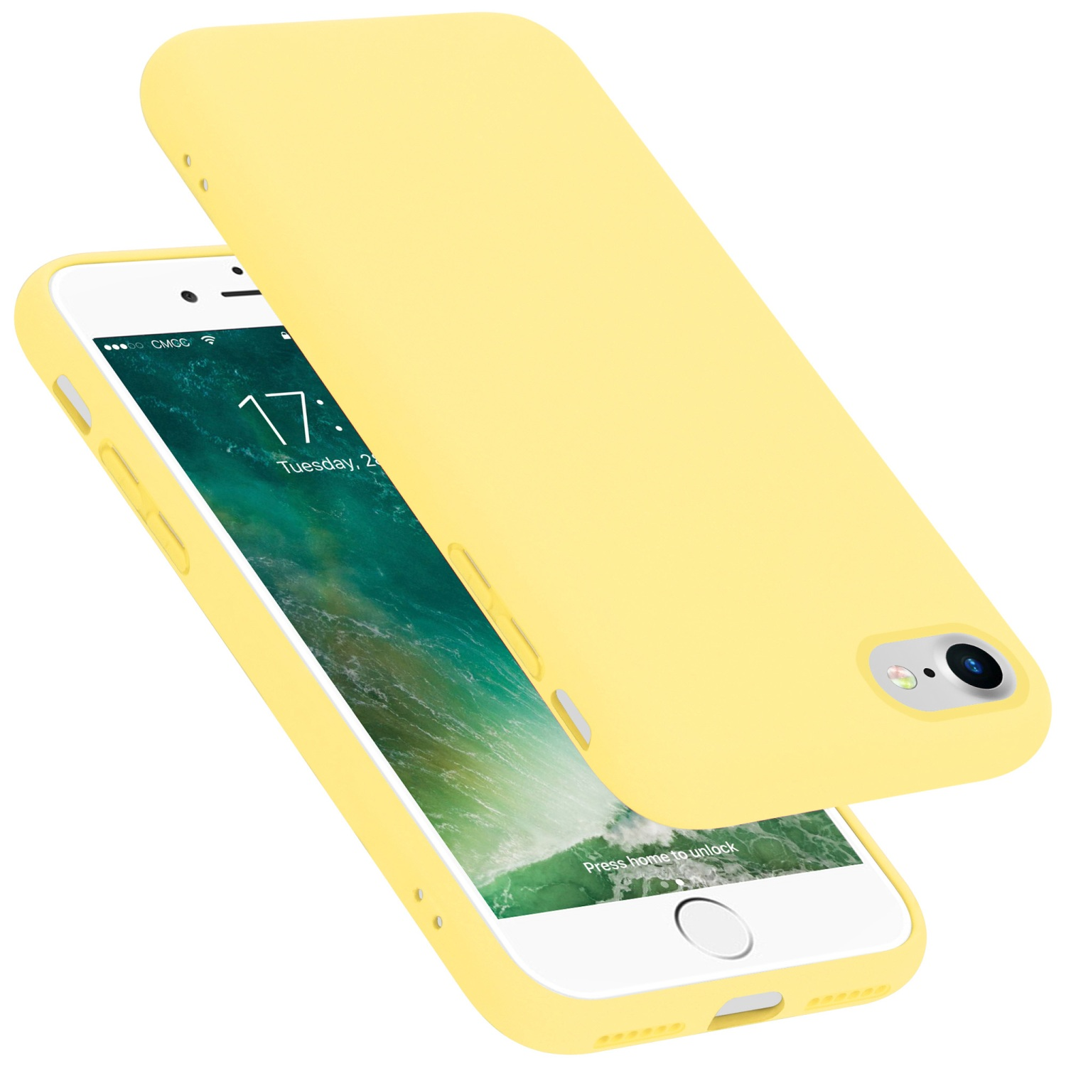 CADORABO Hülle im Liquid Silicone Apple, / SE Case / / 7 iPhone Style, 2020, LIQUID GELB 7S 8 Backcover