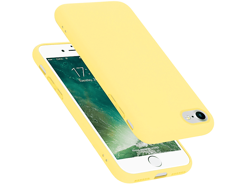 CADORABO Hülle im Liquid Silicone Case Style, Backcover, Apple, iPhone 7 / 7S / 8 / SE 2020, LIQUID GELB