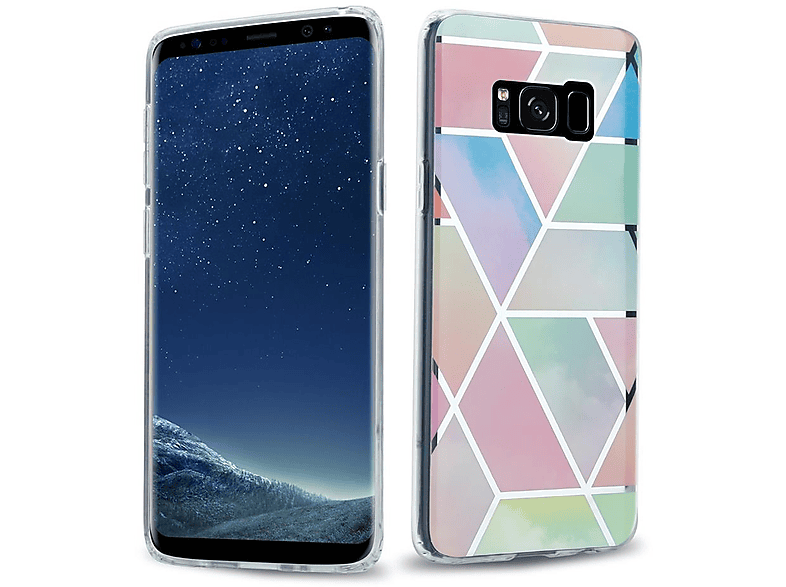 CADORABO Hülle IMD TPU Bunter Marmor, Backcover, Samsung, Galaxy S8, Regenbogen Marmor No. 11