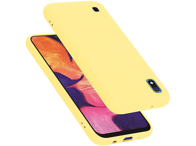 CADORABO Hülle im Liquid Style, Silicone GELB / Galaxy Backcover, A10 Case LIQUID M10, Samsung