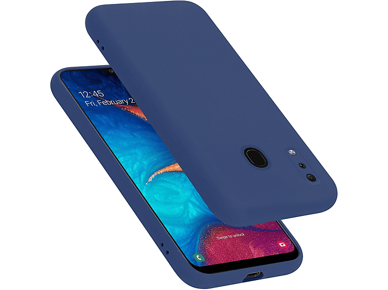 CADORABO Hülle im Liquid Silicone Galaxy A30 Style, LIQUID Backcover, A20 Samsung, M10s, / Case / BLAU