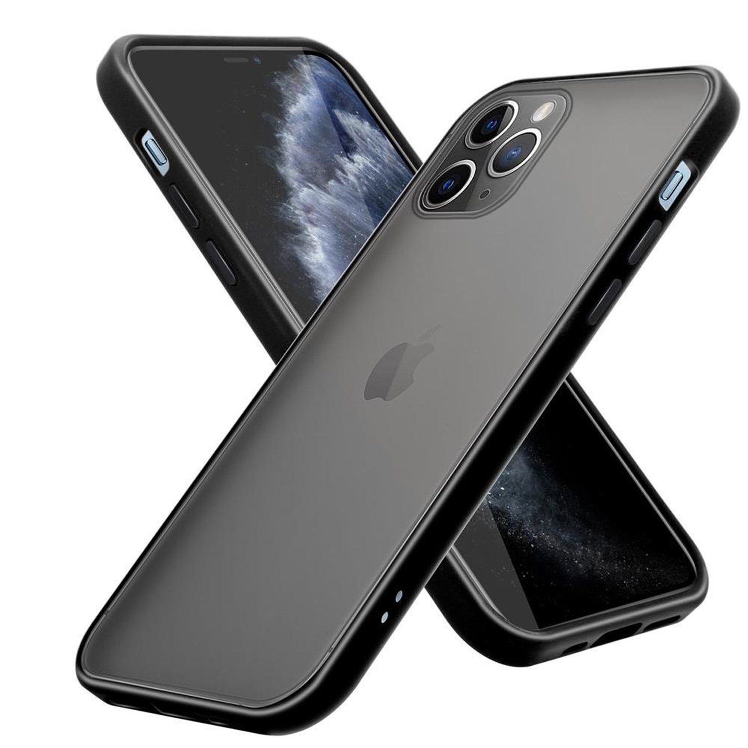 Hybrid PRO Silikon 11 Kunststoff iPhone und mit CADORABO Schwarz Hülle Matt Rückseite, matter MAX, Innenseite Schutzhülle Apple, Backcover, TPU