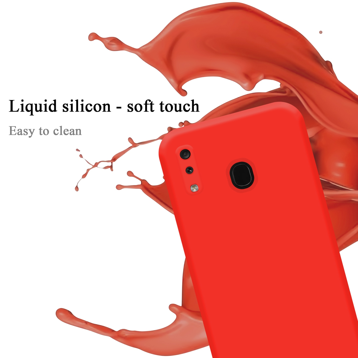 CADORABO Hülle im Liquid Silicone Galaxy A30 LIQUID Case ROT A20 Style, / M10s, / Backcover, Samsung