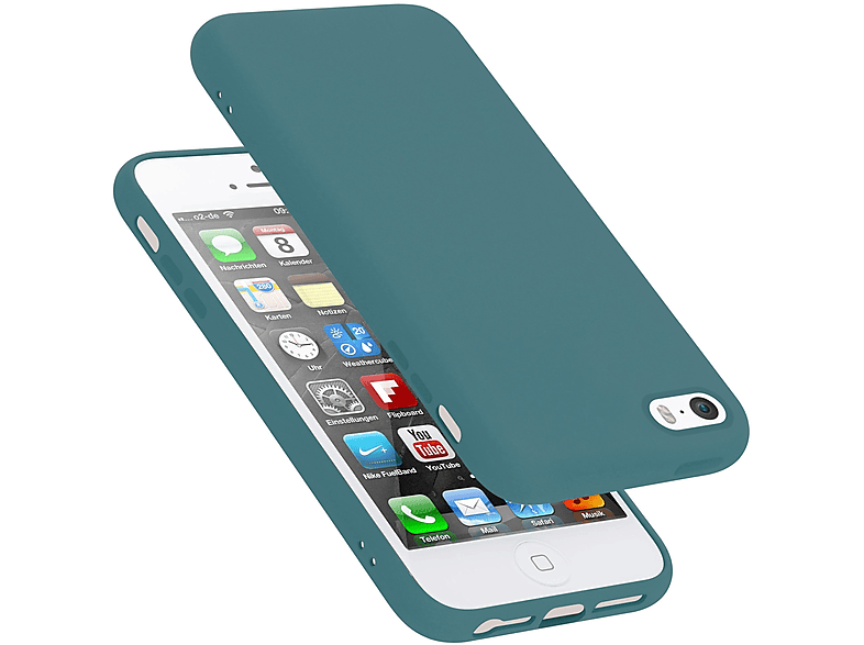 CADORABO Hülle im Liquid Silicone Case Style, Backcover, Apple, iPhone 5 / 5S / SE 2016, LIQUID GRÜN
