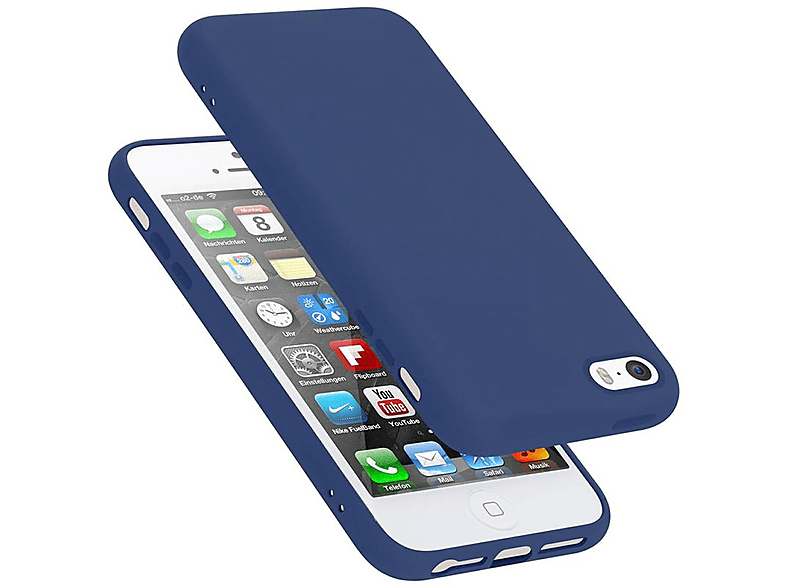 CADORABO Hülle im Liquid Silicone Case Style, Backcover, Apple, iPhone 5 / 5S / SE 2016, LIQUID BLAU