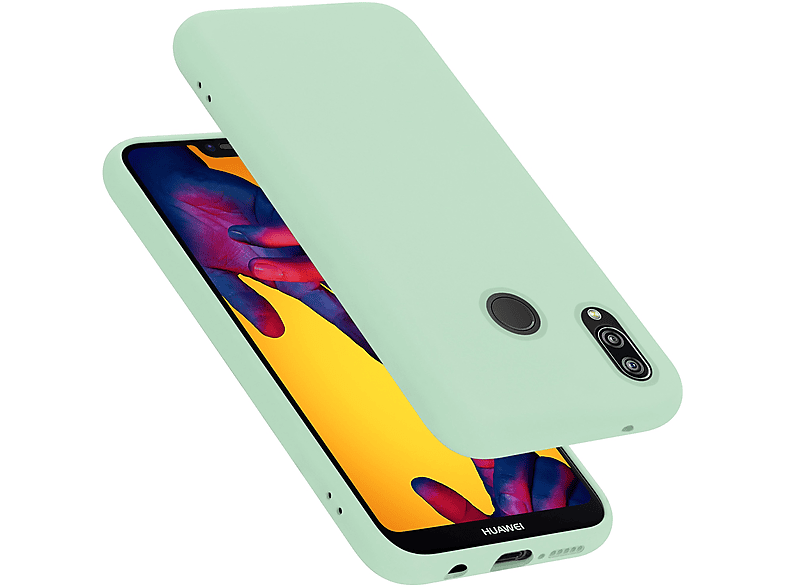 CADORABO Hülle im Liquid Silicone Case Style, Backcover, Huawei, P20 LITE 2018 / NOVA 3E, LIQUID HELL GRÜN