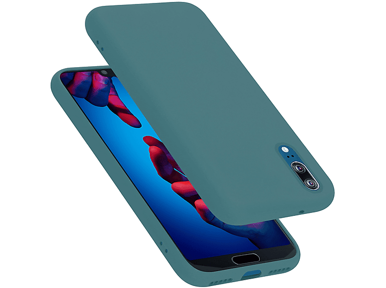 CADORABO Hülle im Huawei, Silicone Style, Backcover, P20, LIQUID Liquid Case GRÜN