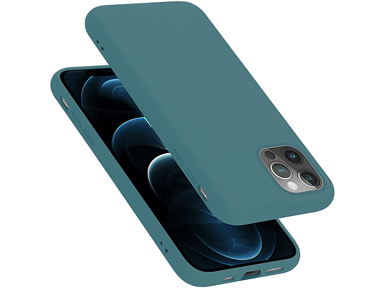 CADORABO Hülle im Case iPhone MAX, PRO Apple, Silicone GRÜN Backcover, 12 LIQUID Style, Liquid