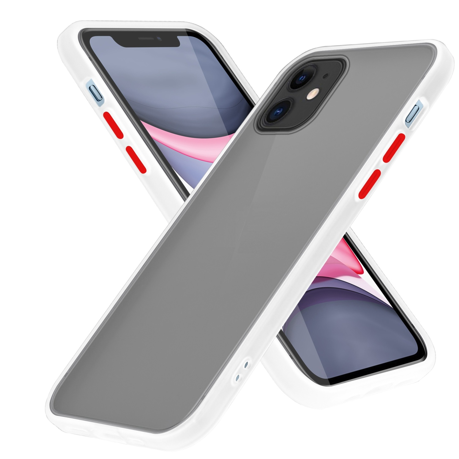Backcover, iPhone Innenseite Kunststoff Rückseite, Hülle TPU und 11, CADORABO Schutzhülle Transparent Matt matter mit Apple, Hybrid Silikon