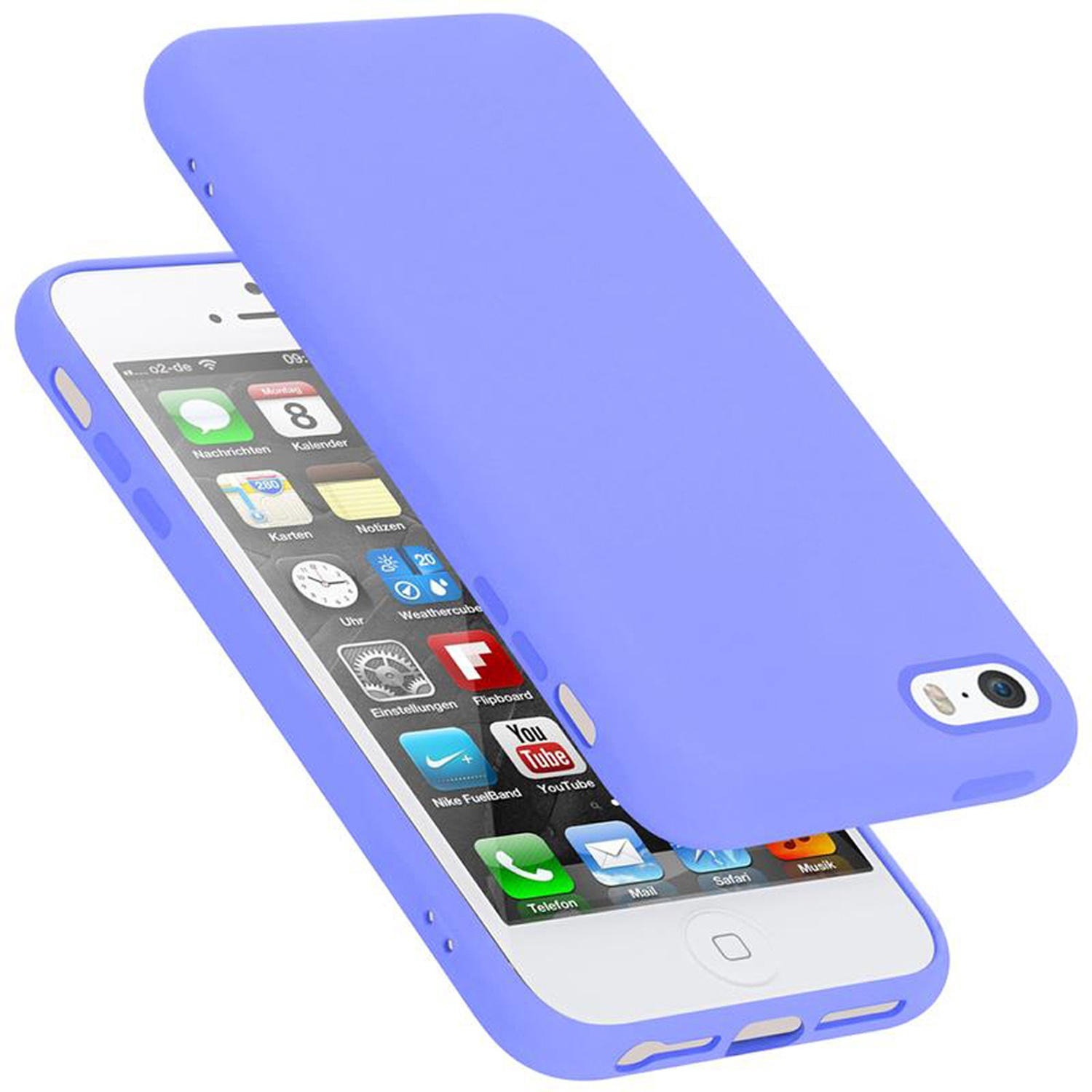 CADORABO Hülle im Liquid Silicone Backcover, SE 2016, Apple, 5 5S / LILA LIQUID HELL Case Style, / iPhone