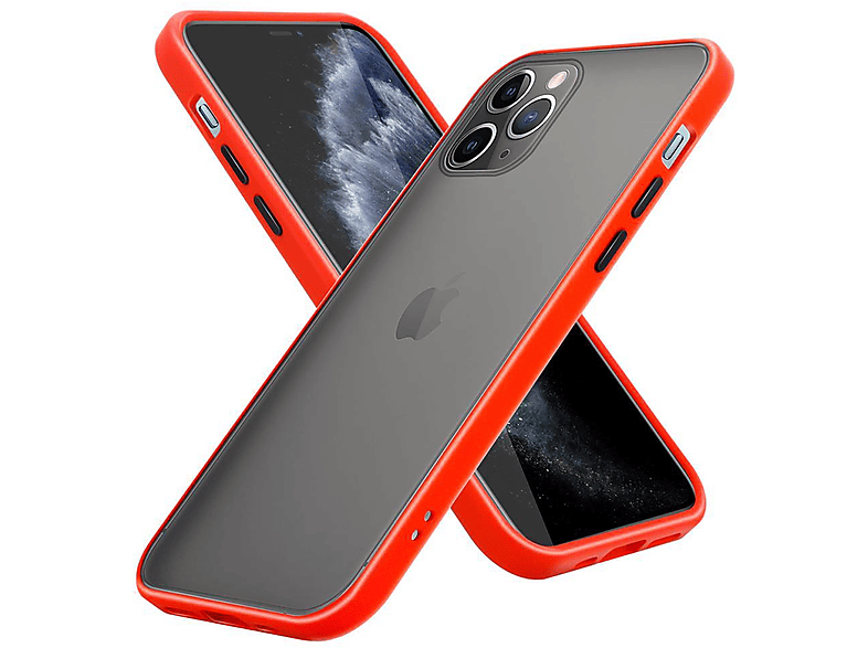 CADORABO Hülle - Schwarze iPhone Silikon matter Schutzhülle PRO, Innenseite und Rückseite, 11 Rot TPU Matt Hybrid Apple, mit Backcover, Kunststoff Tasten