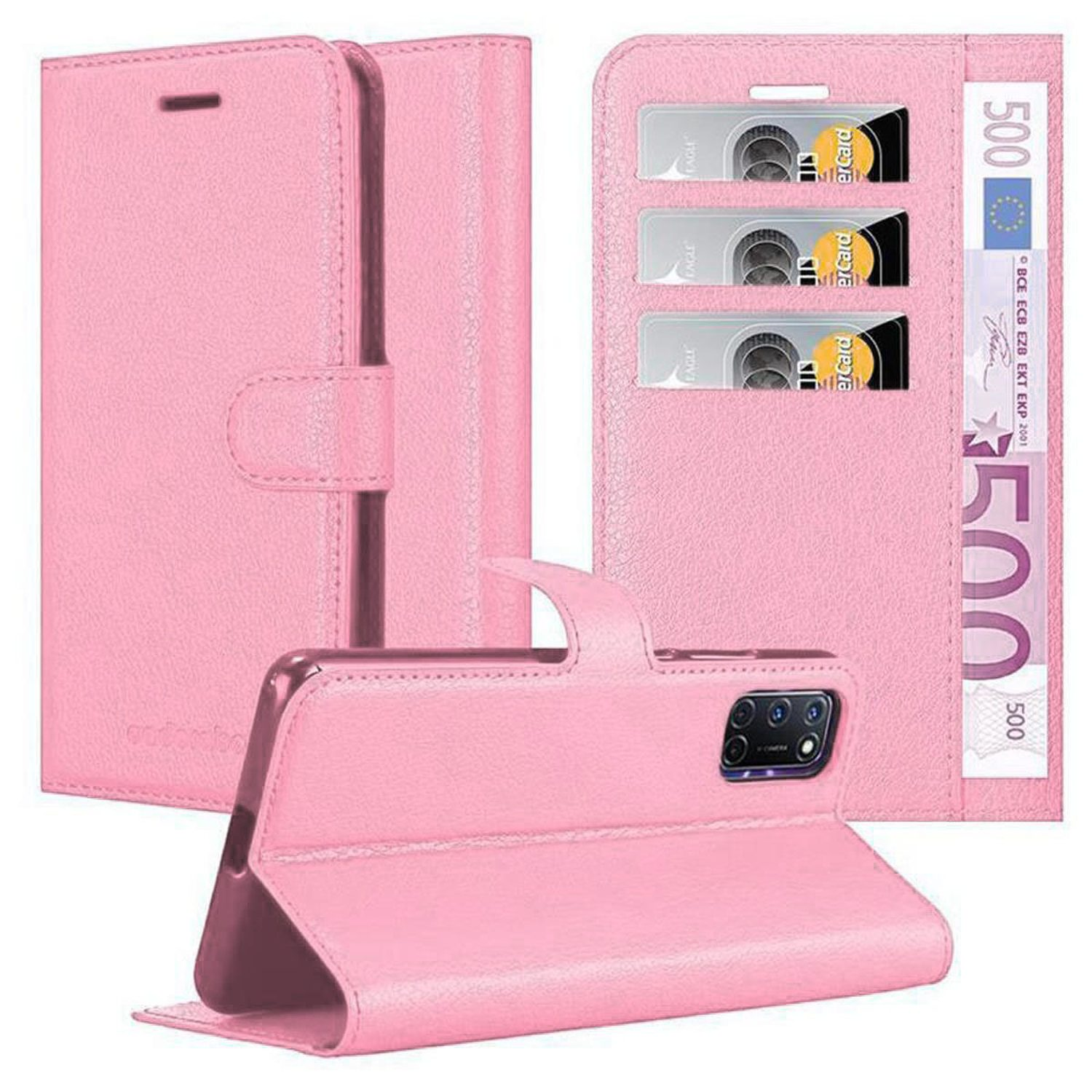 PINK Book Oppo, A72, Hülle Standfunktion, CADORABO CHERRY Bookcover,
