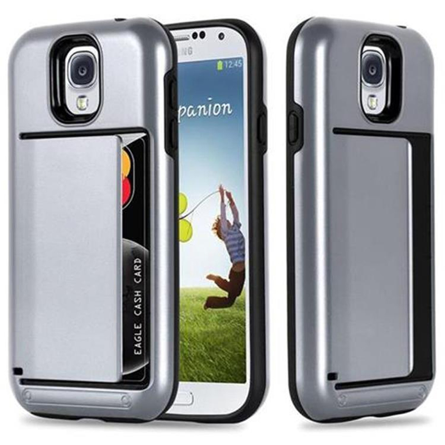 Samsung, Heavy im Case Outdoor Duty Backcover, CADORABO Hülle ARMOR Design, S4, SILBER Hybrid Hard Galaxy