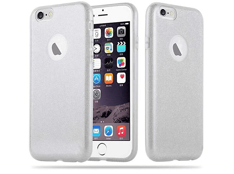 Hülle im STERNENSTAUB Schutzhülle Backcover, Case Hard iPhone Glitzer / 6S, CADORABO Design, 6 Apple, SILBER