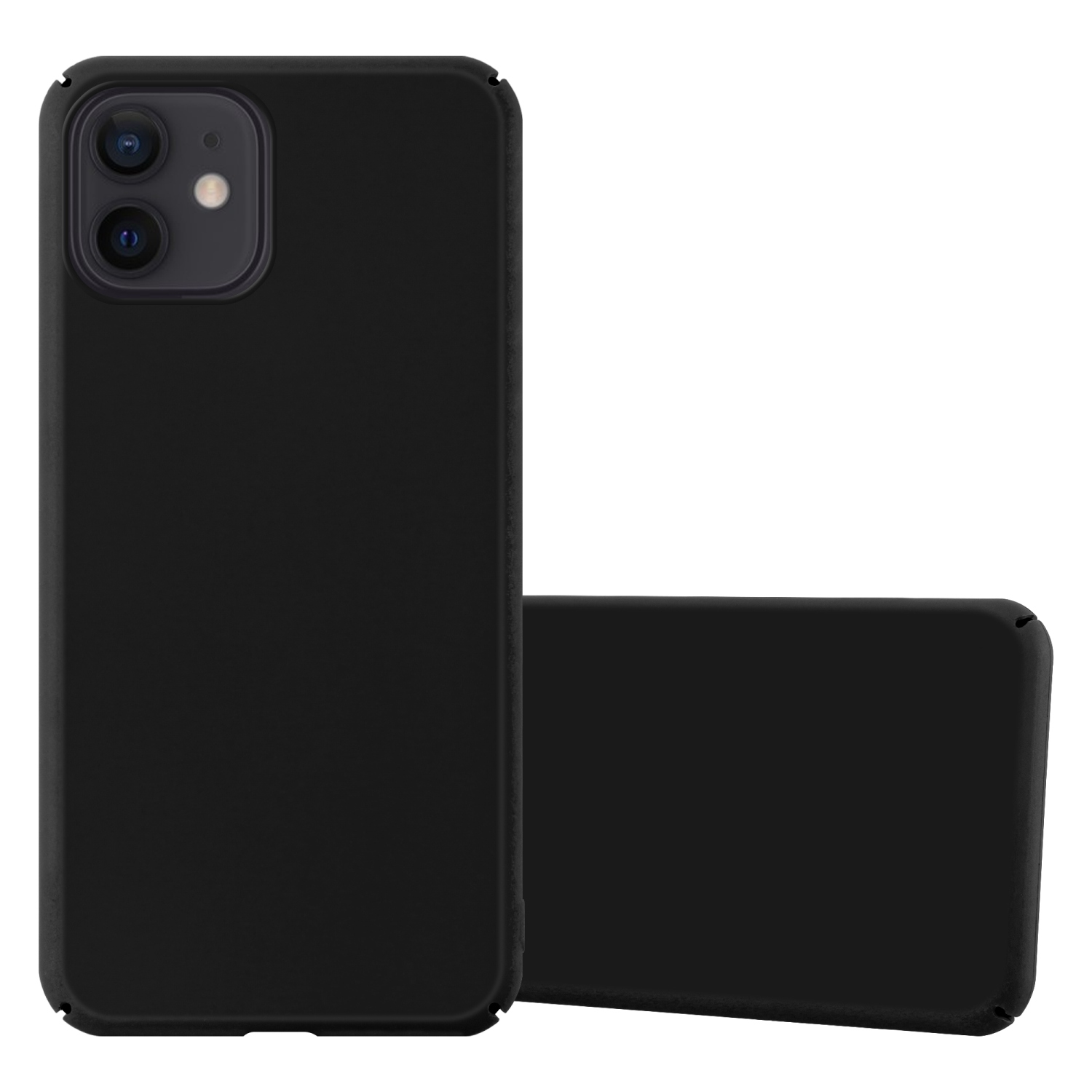 Eine schwarze Handyhülle ohne Telefon darin. Es liegt auf einer weißen Oberfläche.
