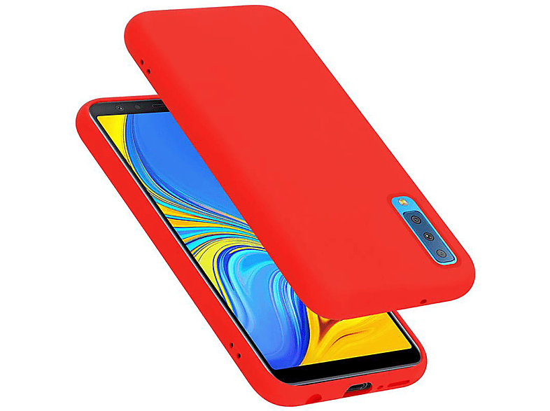 A7 Style, Samsung, LIQUID Case im Silicone ROT CADORABO Liquid Backcover, 2018, Hülle Galaxy