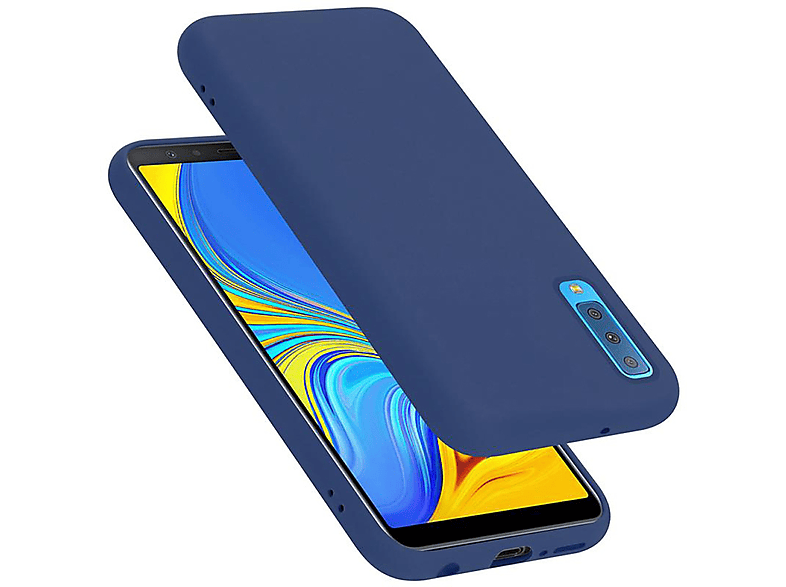 CADORABO Hülle im Liquid Silicone Case Style, Backcover, Samsung, Galaxy A7 2018, LIQUID BLAU