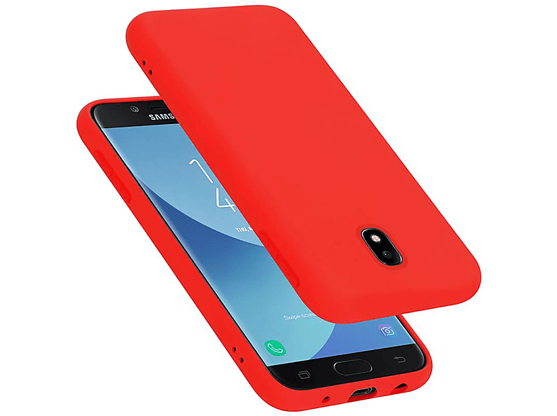 CADORABO Hülle im Liquid Silicone Case Style, Backcover, Samsung, Galaxy J7 2017, LIQUID ROT