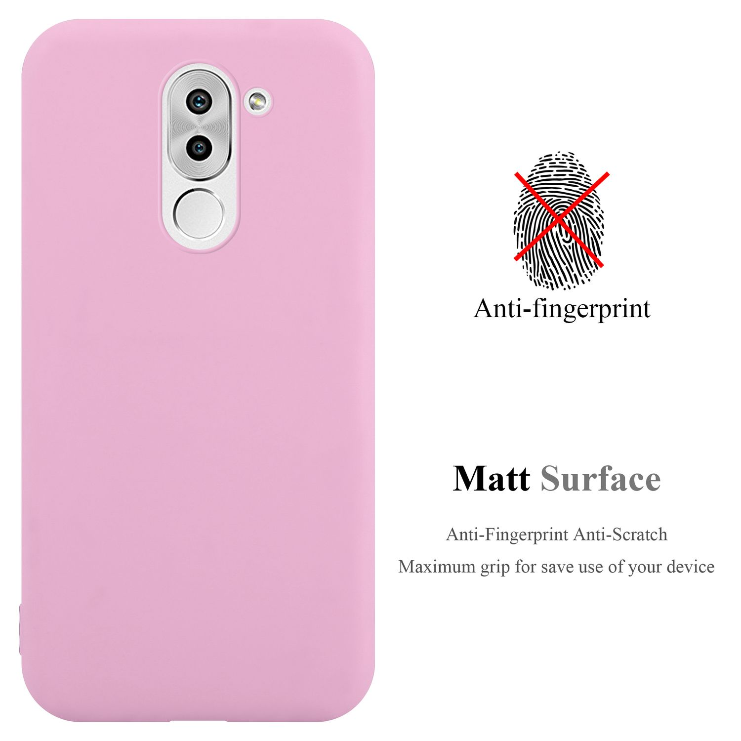 Eine rosa Handyhülle mit Anti-Fingerabdruck und mattem Oberflächenmerkmal.